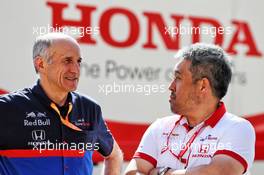 (L to R): Franz Tost (AUT) Scuderia Toro Rosso Team Principal with Masashi Yamamoto (JPN) Honda Racing F1 Managing Director. 09.05.2019. Formula 1 World Championship, Rd 5, Spanish Grand Prix, Barcelona, Spain, Preparation Day.