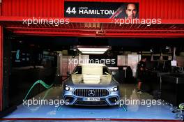 Mercedes Race Control vehicle in the pit garage of Lewis Hamilton (GBR) Mercedes AMG F1. 09.05.2019. Formula 1 World Championship, Rd 5, Spanish Grand Prix, Barcelona, Spain, Preparation Day.