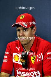 Sebastian Vettel (GER) Ferrari in the FIA Press Conference. 09.05.2019. Formula 1 World Championship, Rd 5, Spanish Grand Prix, Barcelona, Spain, Preparation Day.