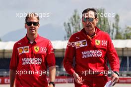 Sebastian Vettel (GER) Ferrari walks the circuit with Riccardo Adami (ITA) Ferrari Race Engineer. 09.05.2019. Formula 1 World Championship, Rd 5, Spanish Grand Prix, Barcelona, Spain, Preparation Day.