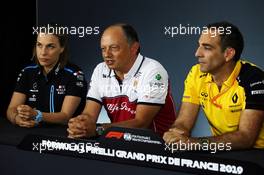 (L to R): Claire Williams (GBR) Williams Racing Deputy Team Principal; Frederic Vasseur (FRA) Alfa Romeo Racing Team Principal; and Cyril Abiteboul (FRA) Renault Sport F1 Managing Director, in the FIA Press Conference. 21.06.2019. Formula 1 World Championship, Rd 8, French Grand Prix, Paul Ricard, France, Practice Day.