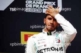 Race winner Lewis Hamilton (GBR) Mercedes AMG F1 celebrates on the podium. 23.06.2019. Formula 1 World Championship, Rd 8, French Grand Prix, Paul Ricard, France, Race Day.