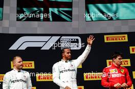 The podium (L to R): Valtteri Bottas (FIN) Mercedes AMG F1, second; Lewis Hamilton (GBR) Mercedes AMG F1, race winner; Charles Leclerc (MON) Ferrari, third. 23.06.2019. Formula 1 World Championship, Rd 8, French Grand Prix, Paul Ricard, France, Race Day.