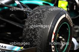 Worn Pirelli tyre of Lewis Hamilton (GBR) Mercedes AMG F1 W10 in parc ferme. 23.06.2019. Formula 1 World Championship, Rd 8, French Grand Prix, Paul Ricard, France, Race Day.