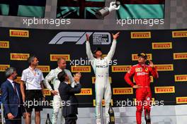 The podium (L to R): Valtteri Bottas (FIN) Mercedes AMG F1, second; Lewis Hamilton (GBR) Mercedes AMG F1, race winner; Charles Leclerc (MON) Ferrari, third. 23.06.2019. Formula 1 World Championship, Rd 8, French Grand Prix, Paul Ricard, France, Race Day.