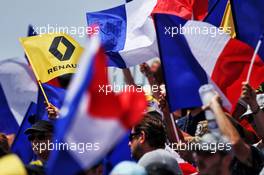 French flags and a Renault F1 Team flag in the grandstand. 23.06.2019. Formula 1 World Championship, Rd 8, French Grand Prix, Paul Ricard, France, Race Day.