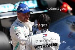 Lewis Hamilton (GBR) Mercedes AMG F1 celebrates his pole position in qualifying parc ferme (Right) with second placed team mate Valtteri Bottas (FIN) Mercedes AMG F1. 22.06.2019. Formula 1 World Championship, Rd 8, French Grand Prix, Paul Ricard, France, Qualifying Day.