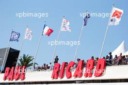 Circuit atmosphere - Paul Ricard sign and flags on the pits building. 22.06.2019. Formula 1 World Championship, Rd 8, French Grand Prix, Paul Ricard, France, Qualifying Day.