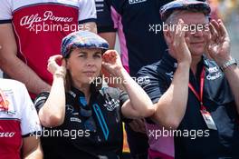 (L to R): Claire Williams (GBR) Williams Racing Deputy Team Principal; and Otmar Szafnauer (USA) Racing Point F1 Team Principal and CEO, celebrate the 80th birthday of Jackie Stewart (GBR). 23.06.2019. Formula 1 World Championship, Rd 8, French Grand Prix, Paul Ricard, France, Race Day.