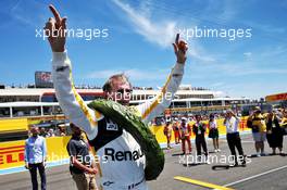 Jean-Pierre Jabouille (FRA) recreates his celebration of winning the 1979 French Grand Prix with Renault. 23.06.2019. Formula 1 World Championship, Rd 8, French Grand Prix, Paul Ricard, France, Race Day.
