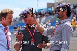 (L to R): Nico Rosberg (GER) with David Coulthard (GBR) Red Bull Racing and Scuderia Toro Advisor / Channel 4 F1 Commentator and Mark Webber (AUS) Channel 4 Presenter. 23.06.2019. Formula 1 World Championship, Rd 8, French Grand Prix, Paul Ricard, France, Race Day.