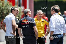 (L to R): Cyril Abiteboul (FRA) Renault Sport F1 Managing Director; Jonathan Wheatley (GBR) Red Bull Racing Team Manager; Nick Chester (GBR) Renault F1 Team Chassis Technical Director. 20.06.2019. Formula 1 World Championship, Rd 8, French Grand Prix, Paul Ricard, France, Preparation Day.