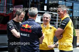 (L to R): Ciaron Pilbeam (GBR) Renault F1 Team Chief Race Engineer; jwg; Nick Chester (GBR) Renault F1 Team Chassis Technical Director; Marcin Budkowski (POL) Renault F1 Team Executive Director. 20.06.2019. Formula 1 World Championship, Rd 8, French Grand Prix, Paul Ricard, France, Preparation Day.