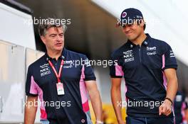 (L to R): Andy Stevenson (GBR) Racing Point F1 Team Manager with Lance Stroll (CDN) Racing Point F1 Team. 12.07.2019. Formula 1 World Championship, Rd 10, British Grand Prix, Silverstone, England, Practice Day.