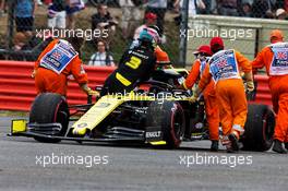 Daniel Ricciardo (AUS) Renault F1 Team RS19 stopped in the second practice session. 12.07.2019. Formula 1 World Championship, Rd 10, British Grand Prix, Silverstone, England, Practice Day.
