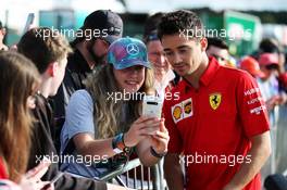 Charles Leclerc (MON) Ferrari with fans. 12.07.2019. Formula 1 World Championship, Rd 10, British Grand Prix, Silverstone, England, Practice Day.