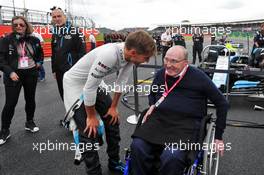 Frank Williams (GBR) Williams Team Owner and George Russell (GBR) Williams Racing on the grid. 14.07.2019. Formula 1 World Championship, Rd 10, British Grand Prix, Silverstone, England, Race Day.