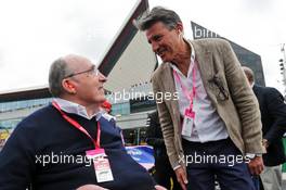 Frank Williams (GBR) Williams Team Owner with Lord Sebastian Coe (GBR) IAAF President on the grid. 14.07.2019. Formula 1 World Championship, Rd 10, British Grand Prix, Silverstone, England, Race Day.