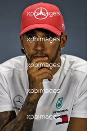 Race winner Lewis Hamilton (GBR) Mercedes AMG F1 in the post race FIA Press Conference. 14.07.2019. Formula 1 World Championship, Rd 10, British Grand Prix, Silverstone, England, Race Day.