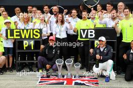 Mercedes AMG F1 celebrates a 1-2 finish for Lewis Hamilton (GBR) Mercedes AMG F1 and Valtteri Bottas (FIN) Mercedes AMG F1. 14.07.2019. Formula 1 World Championship, Rd 10, British Grand Prix, Silverstone, England, Race Day.