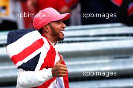Race winner Lewis Hamilton (GBR) Mercedes AMG F1 celebrates after the podium. 14.07.2019. Formula 1 World Championship, Rd 10, British Grand Prix, Silverstone, England, Race Day.