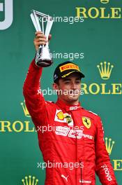Charles Leclerc (MON) Ferrari celebrates his third position on the podium. 14.07.2019. Formula 1 World Championship, Rd 10, British Grand Prix, Silverstone, England, Race Day.