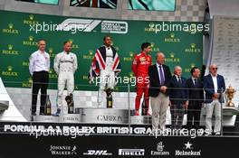 The podium (L to R): Valtteri Bottas (FIN) Mercedes AMG F1, second; Lewis Hamilton (GBR) Mercedes AMG F1, race winner; Charles Leclerc (MON) Ferrari, third. 14.07.2019. Formula 1 World Championship, Rd 10, British Grand Prix, Silverstone, England, Race Day.