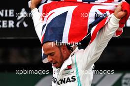 Race winner Lewis Hamilton (GBR) Mercedes AMG F1 celebrates in parc ferme. 14.07.2019. Formula 1 World Championship, Rd 10, British Grand Prix, Silverstone, England, Race Day.
