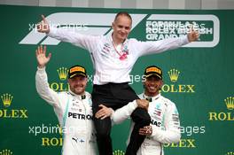 Valtteri Bottas (FIN) Mercedes AMG F1 W10 and Lewis Hamilton (GBR) Mercedes AMG F1 W10. 14.07.2019. Formula 1 World Championship, Rd 10, British Grand Prix, Silverstone, England, Race Day.