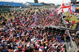 Race winner Lewis Hamilton (GBR) Mercedes AMG F1 celebrates with the fans at the end of the race. 14.07.2019. Formula 1 World Championship, Rd 10, British Grand Prix, Silverstone, England, Race Day.