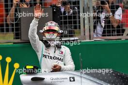 Lewis Hamilton (GBR) Mercedes AMG F1 celebrates his second position in qualifying parc ferme. 13.07.2019. Formula 1 World Championship, Rd 10, British Grand Prix, Silverstone, England, Qualifying Day.