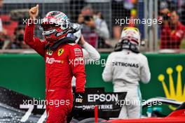 Charles Leclerc (MON) Ferrari celebrates his third position in qualifying parc ferme. 13.07.2019. Formula 1 World Championship, Rd 10, British Grand Prix, Silverstone, England, Qualifying Day.