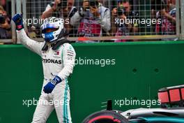 Valtteri Bottas (FIN) Mercedes AMG F1 W10 celebrates his pole position in qualifying parc ferme. 13.07.2019. Formula 1 World Championship, Rd 10, British Grand Prix, Silverstone, England, Qualifying Day.