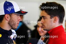 (L to R): Pierre Gasly (FRA) Red Bull Racing with Charles Leclerc (MON) Ferrari on the drivers parade. 14.07.2019. Formula 1 World Championship, Rd 10, British Grand Prix, Silverstone, England, Race Day.