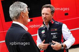 (L to R): Chase Carey (USA) Formula One Group Chairman with Christian Horner (GBR) Red Bull Racing Team Principal. 14.07.2019. Formula 1 World Championship, Rd 10, British Grand Prix, Silverstone, England, Race Day.