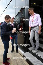 (L to R): Paul di Resta (GBR) Sky Sports F1 Presenter with Alex Wurz (AUT) and Jenson Button (GBR) Sky Sports F1 Presenter. 14.07.2019. Formula 1 World Championship, Rd 10, British Grand Prix, Silverstone, England, Race Day.