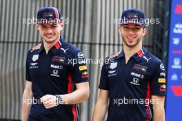 (L to R): Max Verstappen (NLD) Red Bull Racing and team mate Pierre Gasly (FRA) Red Bull Racing. 11.07.2019. Formula 1 World Championship, Rd 10, British Grand Prix, Silverstone, England, Preparation Day.
