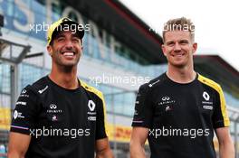 (L to R): Daniel Ricciardo (AUS) Renault F1 Team with team mate Nico Hulkenberg (GER) Renault F1 Team. 11.07.2019. Formula 1 World Championship, Rd 10, British Grand Prix, Silverstone, England, Preparation Day.