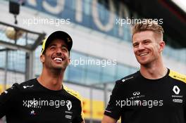 (L to R): Daniel Ricciardo (AUS) Renault F1 Team with team mate Nico Hulkenberg (GER) Renault F1 Team. 11.07.2019. Formula 1 World Championship, Rd 10, British Grand Prix, Silverstone, England, Preparation Day.