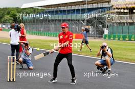 Charles Leclerc (MON) Ferrari plays cricket. 11.07.2019. Formula 1 World Championship, Rd 10, British Grand Prix, Silverstone, England, Preparation Day.