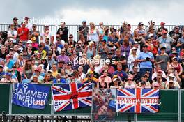 Lewis Hamilton (GBR) Mercedes AMG F1 fans in the grandstand. 11.07.2019. Formula 1 World Championship, Rd 10, British Grand Prix, Silverstone, England, Preparation Day.