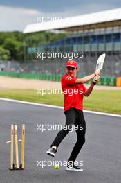 Charles Leclerc (MON) Ferrari plays cricket. 11.07.2019. Formula 1 World Championship, Rd 10, British Grand Prix, Silverstone, England, Preparation Day.