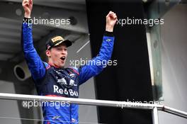 Daniil Kvyat (RUS) Scuderia Toro Rosso celebrates his third position on the podium. 28.07.2019. Formula 1 World Championship, Rd 11, German Grand Prix, Hockenheim, Germany, Race Day.