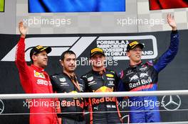 The podium (L to R): Sebastian Vettel (GER) Ferrari, second; Max Verstappen (NLD) Red Bull Racing, race winner; Daniil Kvyat (RUS) Scuderia Toro Rosso, third. 28.07.2019. Formula 1 World Championship, Rd 11, German Grand Prix, Hockenheim, Germany, Race Day.