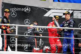 Daniil Kvyat (RUS) Scuderia Toro Rosso celebrates his third position on the podium with Max Verstappen (NLD) Red Bull Racing and Sebastian Vettel (GER) Ferrari. 28.07.2019. Formula 1 World Championship, Rd 11, German Grand Prix, Hockenheim, Germany, Race Day.