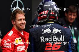 (L to R): Sebastian Vettel (GER) Ferrari in parc ferme with Daniil Kvyat (RUS) Scuderia Toro Rosso. 28.07.2019. Formula 1 World Championship, Rd 11, German Grand Prix, Hockenheim, Germany, Race Day.