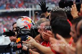Race winner Max Verstappen (NLD) Red Bull Racing celebrates with the team in parc ferme. 28.07.2019. Formula 1 World Championship, Rd 11, German Grand Prix, Hockenheim, Germany, Race Day.