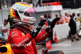 Sebastian Vettel (GER) Ferrari celebrates his second position in parc ferme. 28.07.2019. Formula 1 World Championship, Rd 11, German Grand Prix, Hockenheim, Germany, Race Day.