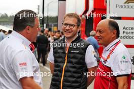 (L to R): Zak Brown (USA) McLaren Executive Director with Andreas Seidl, McLaren Managing Director and Frederic Vasseur (FRA) Alfa Romeo Racing Team Principal. 27.07.2019. Formula 1 World Championship, Rd 11, German Grand Prix, Hockenheim, Germany, Qualifying Day.