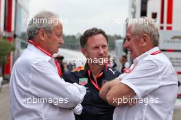 (L to R): Jerome Stoll (FRA) Renault Sport F1 President with Christian Horner (GBR) Red Bull Racing Team Principal and Dr Helmut Marko (AUT) Red Bull Motorsport Consultant. 28.07.2019. Formula 1 World Championship, Rd 11, German Grand Prix, Hockenheim, Germany, Race Day.